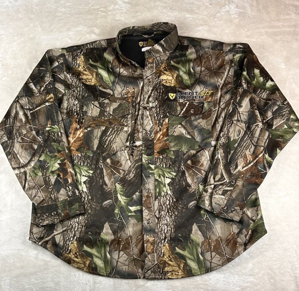 Scent Blocker Shirt Mens 2XL SLT Camo Realtree HardwoodsHunting ScentTek Shacket